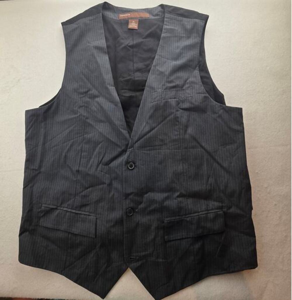 Perry Ellis Black Pinstriped Suit Vest Size XL
